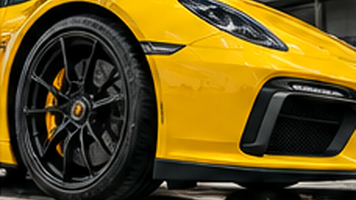 Illustrative wheel alignment work on a performance car