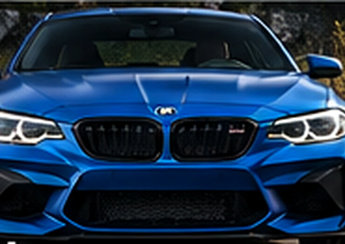 Illustrative blue BMW M-style car, not an official model image