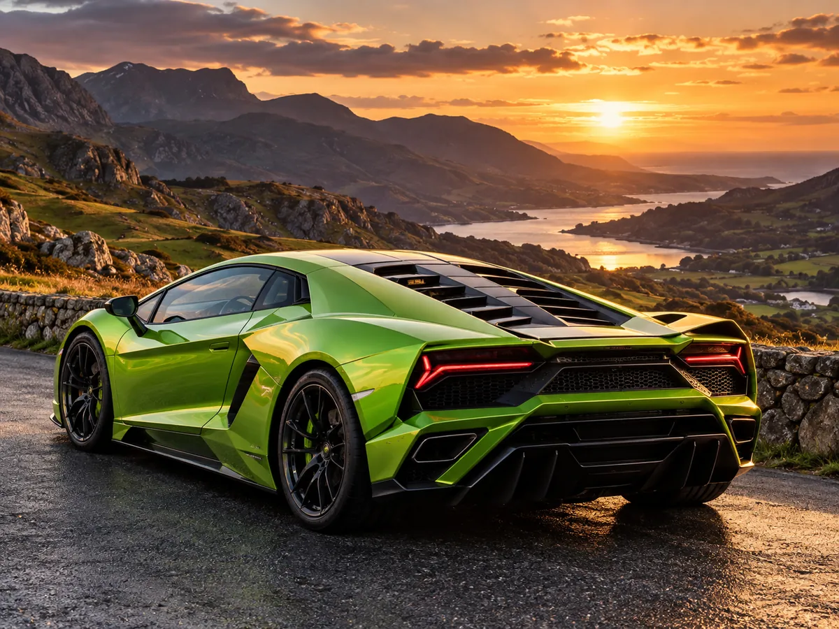 Illustrative green performance car, not a specific Lamborghini model